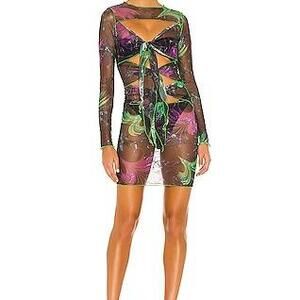 Multi Tie Mesh Dress in Black